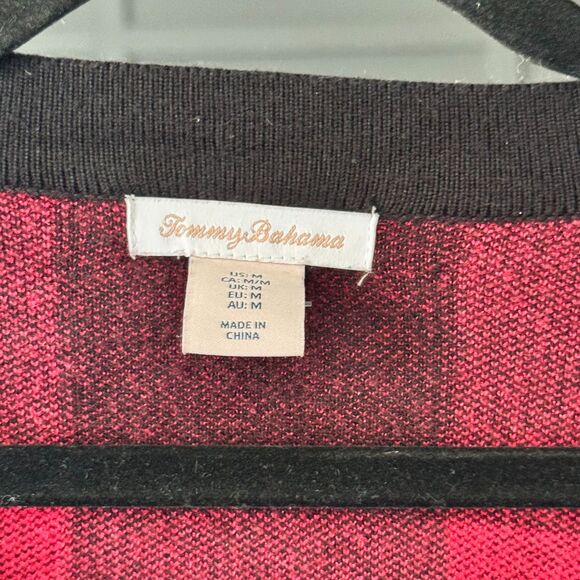 Tommy Bahama Women’s Buffalo Plaid Cardigan Sweater Medium Jeweled Buttons - Picture 6 of 10